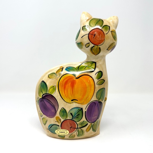 Vintage Turov Cat Ceramic Fruit Design Signed Limited Edition Circa '99 - Picture 3 of 7